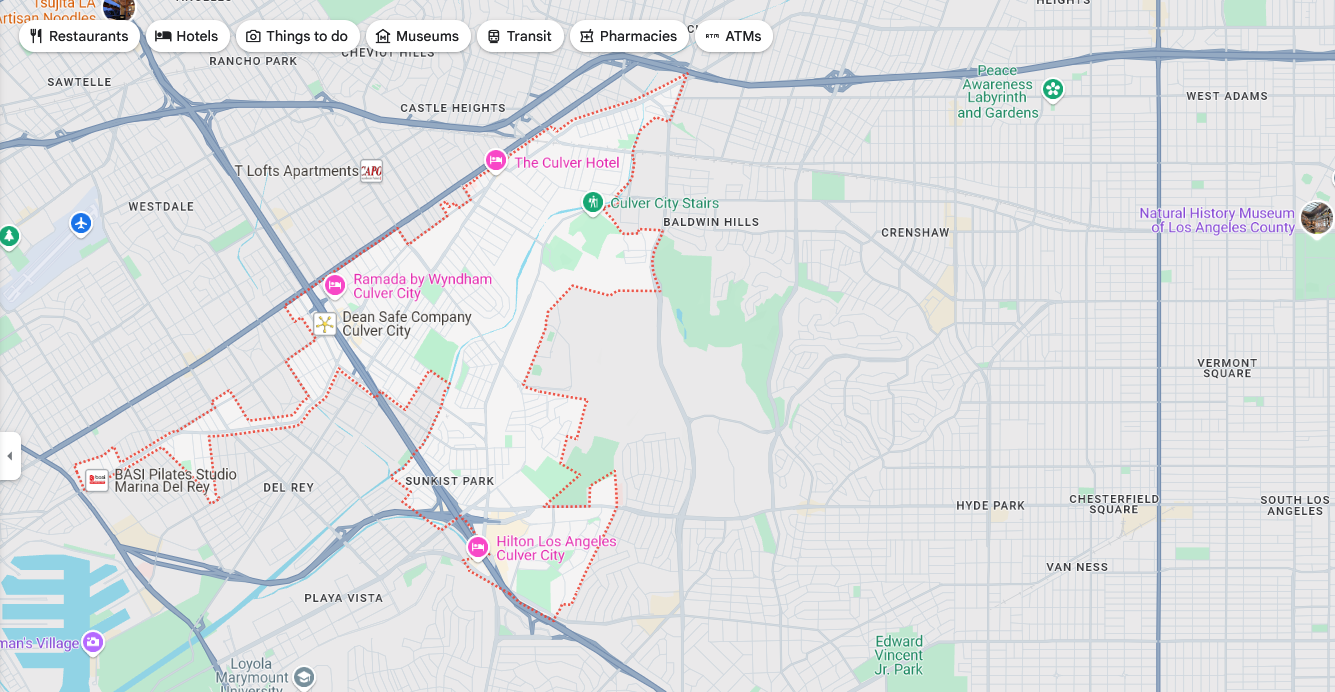 Culver City map from google