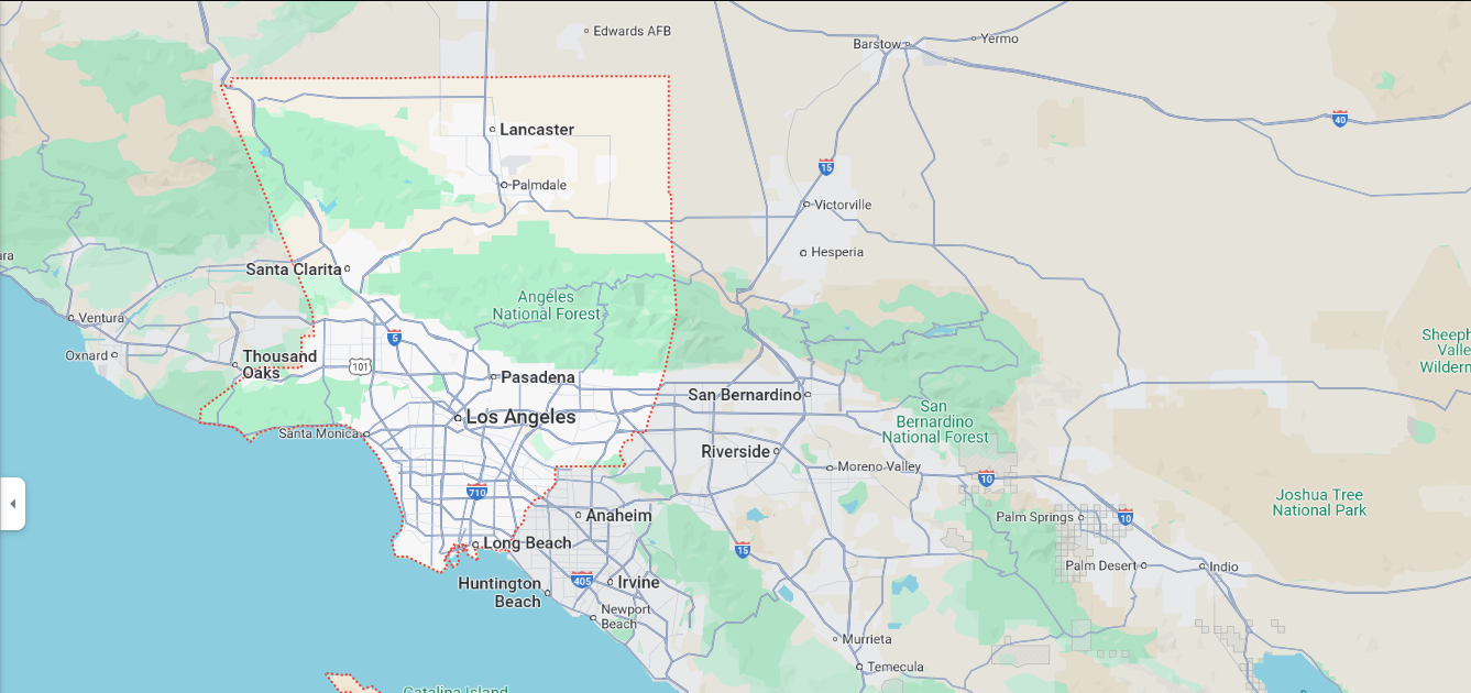 Los Angeles County map from Google