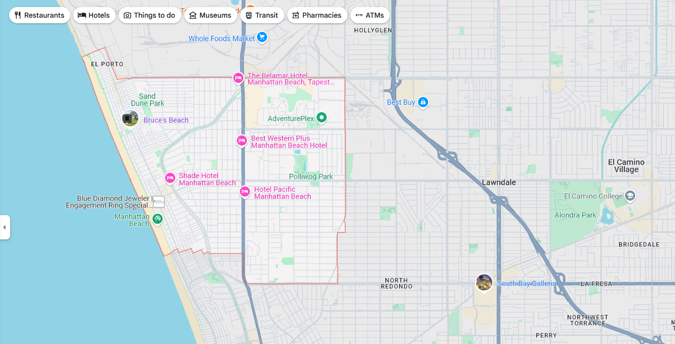 Manhattan Beach map from Google