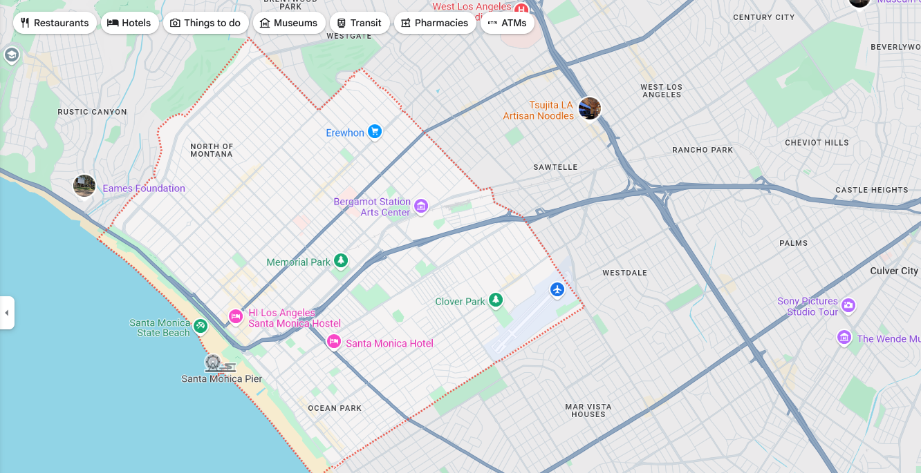 Santa Monica map from Google