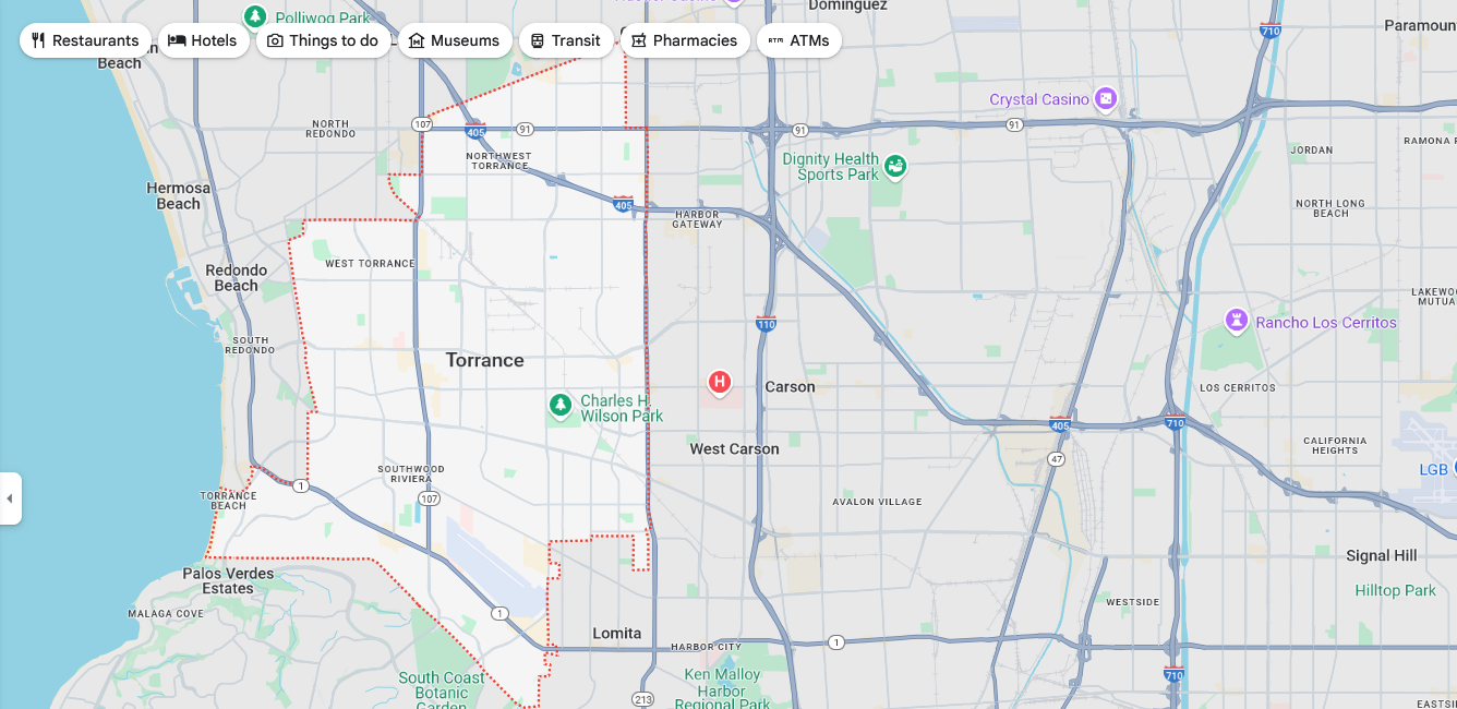 Torrance map from Google