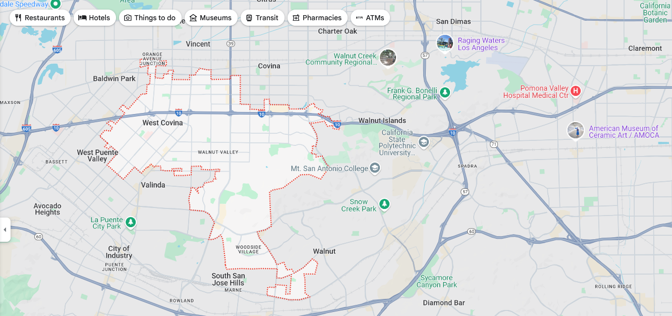 West Covina map from google