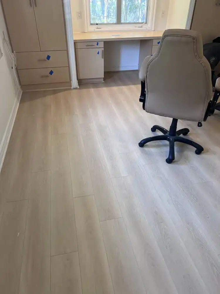 Residential Vinyl Floor Refinish Project Refinished vinyl flooring in home office