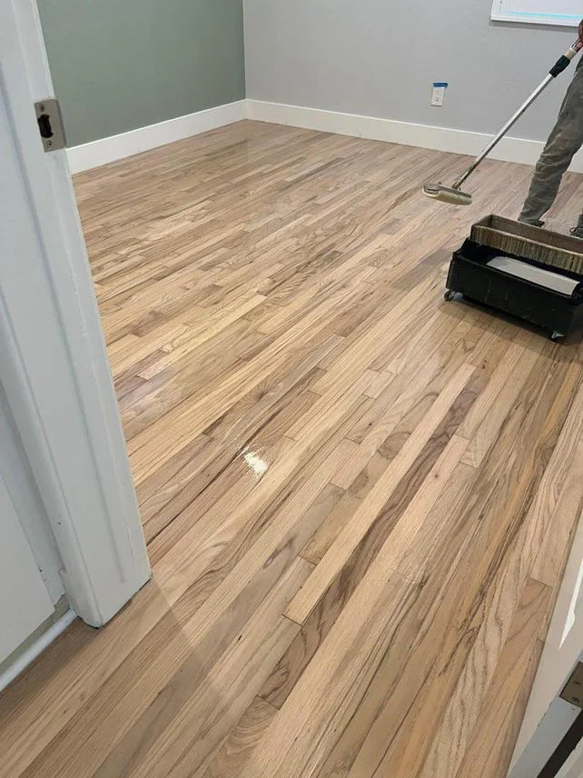 Solid white oak floor refinishing natural finish La Verne hardwood restoration