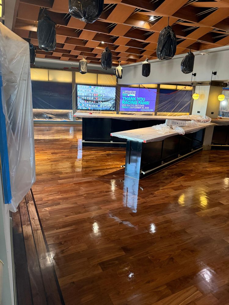 Refinished hardwood floors in Arcadia business space