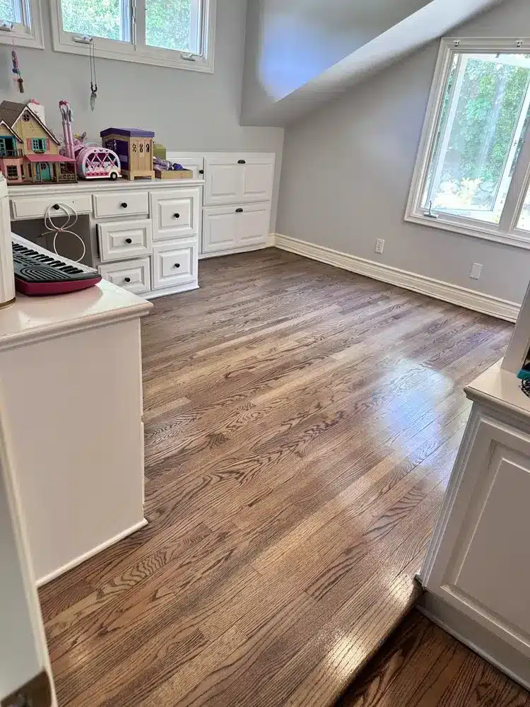 Hardwood floors repair and refinishing project